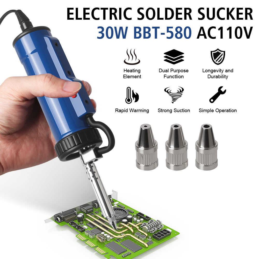 Desoldering Pump Electric Vacuum Station - Насос для удаления с 3-мя всасывающими
